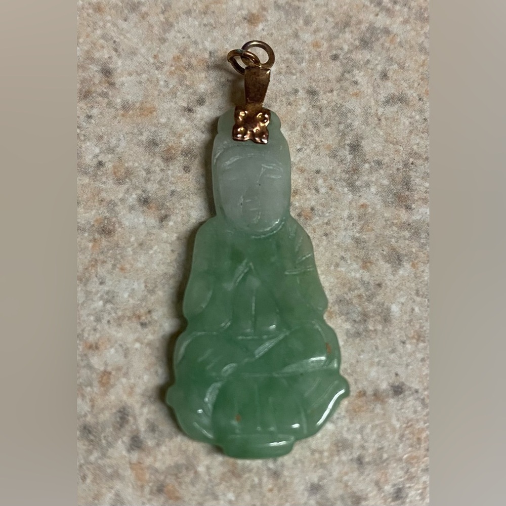 Vintage Green Jade / Jadeite Buddha Pendant | Spiritual Protection Amulet - Picture 2 of 6